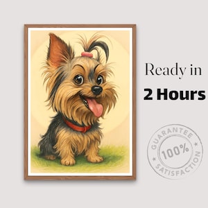 Custom pet portrait, Caricature Portrait, Unique Gift Idea for Pet Lovers, Printable pet owner gift, Funny Digital prints from Photo for her