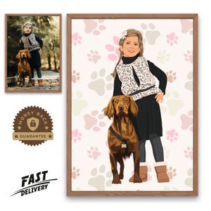 Ritratto personalizzato del proprietario del cane di San Valentino, regalo personalizzato per gli amanti degli animali domestici in forma realistica, di alta qualità e dettagliato come regalo unico per lei