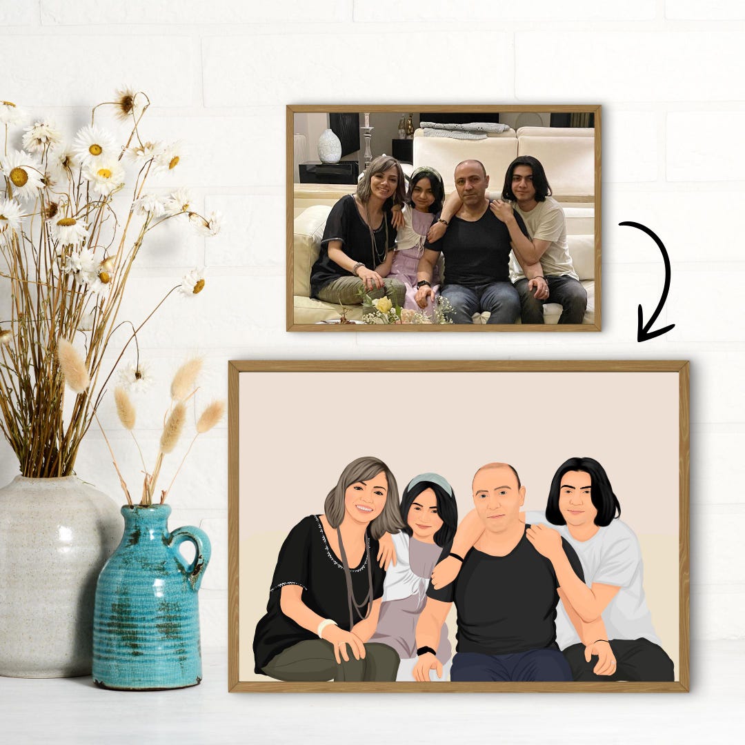 Custom Family Portrait, Personalized Digital Art, Mother's Day Gift - Etsy