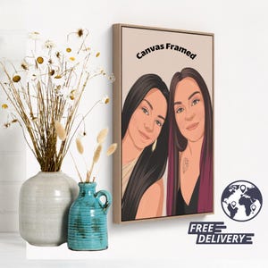 Digitale portretafdruk op aangepast ingelijst canvas voor kunst aan de muur, afdrukbaar portret en foto samenvoegen op ingelijst canvas Beste cadeau voor koppels