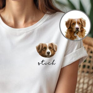 Maglietta personalizzata con ritratto di animale domestico – Maglietta personalizzata per cane o gatto – Regalo unisex – Disegno in stile cartone animato – Regalo per amanti degli animali – Maglietta con volto di animale
