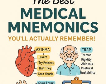 Medical Mnemonics Study Guide | .doc + .pdf for PA, Med, Nursing Students | Easy-to-Remember Mnemonics Cheat Sheet | USMLE PANCE Nclex Prep