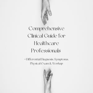 Pode incluir: Imagem em preto e branco de duas mãos que se alcançam. O texto "Guia clínico abrangente para profissionais de saúde - Diagnóstico diferencial, sintomas, exame físico e avaliação" é exibido no centro da imagem.