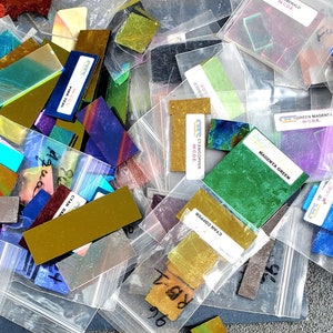 2 oz COE 96 Dichroic Glass - Irregular Shapes - Black Mix, Smooth, Texture