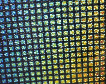 6"x6" Dichroic Glass -Square 3 Rainbow on Dew Drop - Black - coe90 - Thin - Random Cut