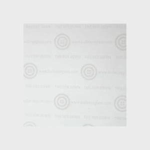 May include: A square sheet of white protective paper featuring a repeating pattern of light grey bullseye logos and the text "THIS SIDE DOWN" along with the website "www.bullseyeglass.com" printed in a grid across the entire surface.