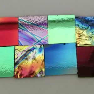 12 1 &quot;x 1&quot; COE96 &quot;Klare&quot; Dichroic Glas Juwelier Sortiment - Solids, Muster, Texturen * Zufällige Auswahl *