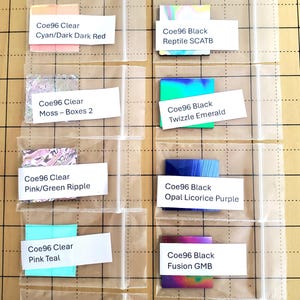 12 1&quot;x1&quot; COE96 &quot;Black&quot; Dichroic Glass Jeweler Assortment - Solids, Patterns, Textures  *Random Selection*