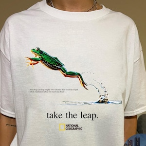 Take the Leap Frog t-shirt - Vintage 2001 National Geo Society grafisk t-shirt