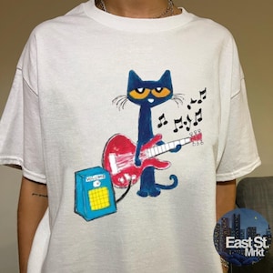 Pete The Cat Graphic Tee: Vintage Style Funny Music T-Shirt image 1