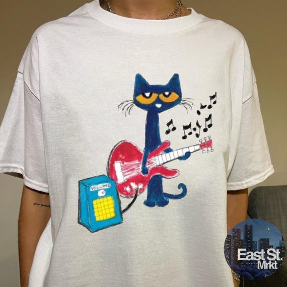 Pete The Cat Graphic Tee: Vintage Style Funny Music T-Shirt