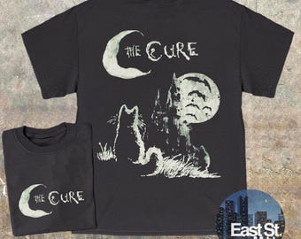 Camiseta gráfica de gato de The Cure: camiseta musical de estilo vintage