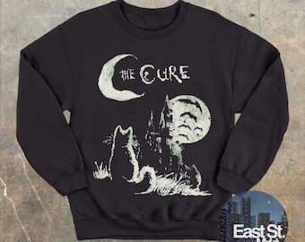 The Cure Cat Graphic Sweatshirt: Vintage Style Music Cosy Sweater