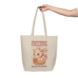 Strawberry Cellion Canvas Einkaufstasche - Maplestory Merch, Geschenk für Gamer, Erdbeertasche, niedliche Tragetasche, Geschenk für Tierliebhaber
