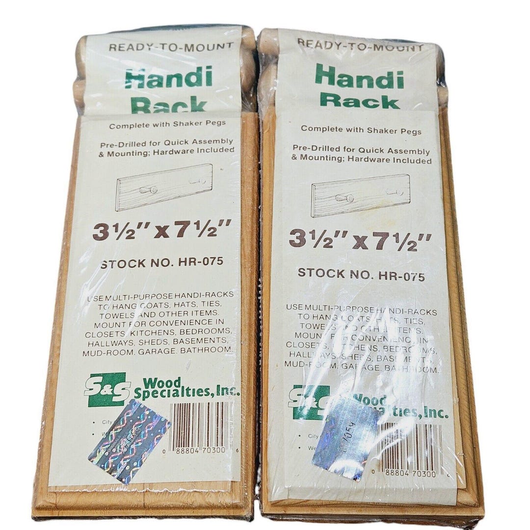 Vtg Complete Handi Rack W Shaker Pegs Pre Drill Mounting Hanger Wooden ...