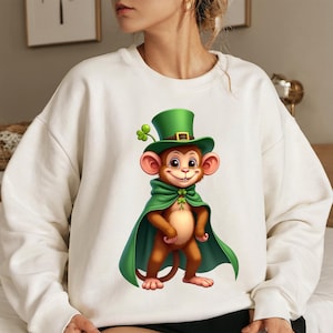 Lucky Monkey San Patrizio PNG, Coquette Retro San Patrizio, Lucky Png, PNG irlandese, PDF a sublimazione, stampa digitale