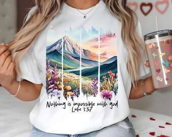 Nothing is Impossible With God, Fearfully and Wonderfully PNG, Wildflower Christian Png, Bible Verse Png, Brushstroke Png, Jesus, God, Faith