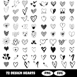 Heart Svg Bundle, Love Svg, Hand Drawn Heart Png, Open Heart Svg, Doodle Heart Svg, Sketch Heart Svg, Valentine Svg, Cricut, Png