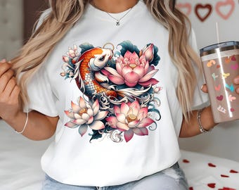 Japanese Art T-shirt Design Png, Flower Png, Tshirt & Sweatshirt Design, Digital Download
