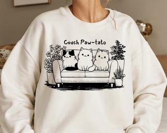 Couch Paw Tato Png, Cute Cat Design, Sublimation Design, Funny Cats Png, Kitten Png, Cat Lover Png, Paw Png, T-Shirt Design