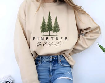 Pine Tree Sweatshirt Sublimation PNG, Christmas Design for Sweatshirts, T-Shirt, Tote Bag, Pillows, Cushion Cover, Digital Download PDF Gift