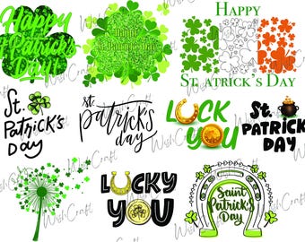 St. Patrick’s Day Set of 10 PNG, Coquette Clover St. Patrick’s Day, Lucky Png, Irish PNG, Sublimation PDF, Digital Print
