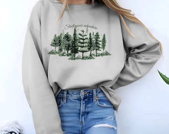 Sweatshirt and T-Shirt Design, Trees and Affirmations Art, PNG&PDF Sublimation Digital Download for DIY Printing, Start Your Adventure
