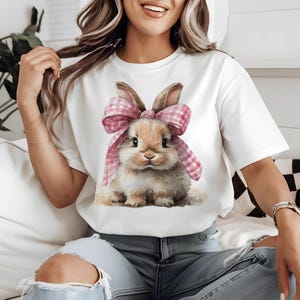 Aquarell Kokette Ostern PNG, Girly Ostern Kokette, Ölfarbeneffekt Rosa Hase, Preppy Ostern, Schleife, Sublimation, PNG, PDF