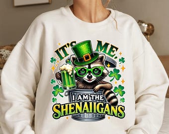 Soy yo, soy el Shenanigan PNG, Coqueta de mapache divertida PNG del día de San Patricio, PNG de la suerte, PNG irlandés, PDF de sublimación, Impresión digital