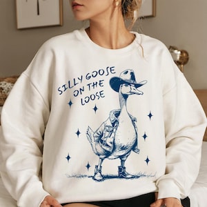 Silly Goose On The Loose PNG T-shirt, Cowboy Goose PNG, Funny Goose, Adult Humor Png, Sublimation Design
