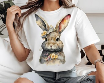 Akvarellkokett påsk PNG, påskkokett med flicka, rosa kanin med oljemålningseffekt, preppy påsk, rosett, sublimering, PNG, PDF, söt utskrivbar