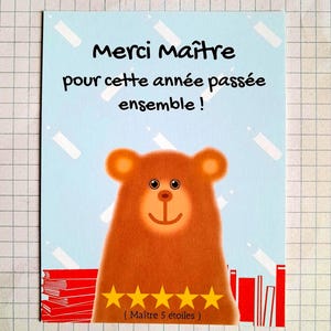 Carte " Merci maître pour cette année passée ensemble ", carte pour remercier le maître de son enfant à la fin de l'année scolaire  .
