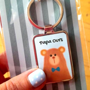 Papa bear key ring. Ideal key ring for all dads. Steel key ring.