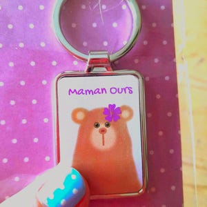 Mama bear key ring. Ideal key ring for all mothers. Steel key ring.