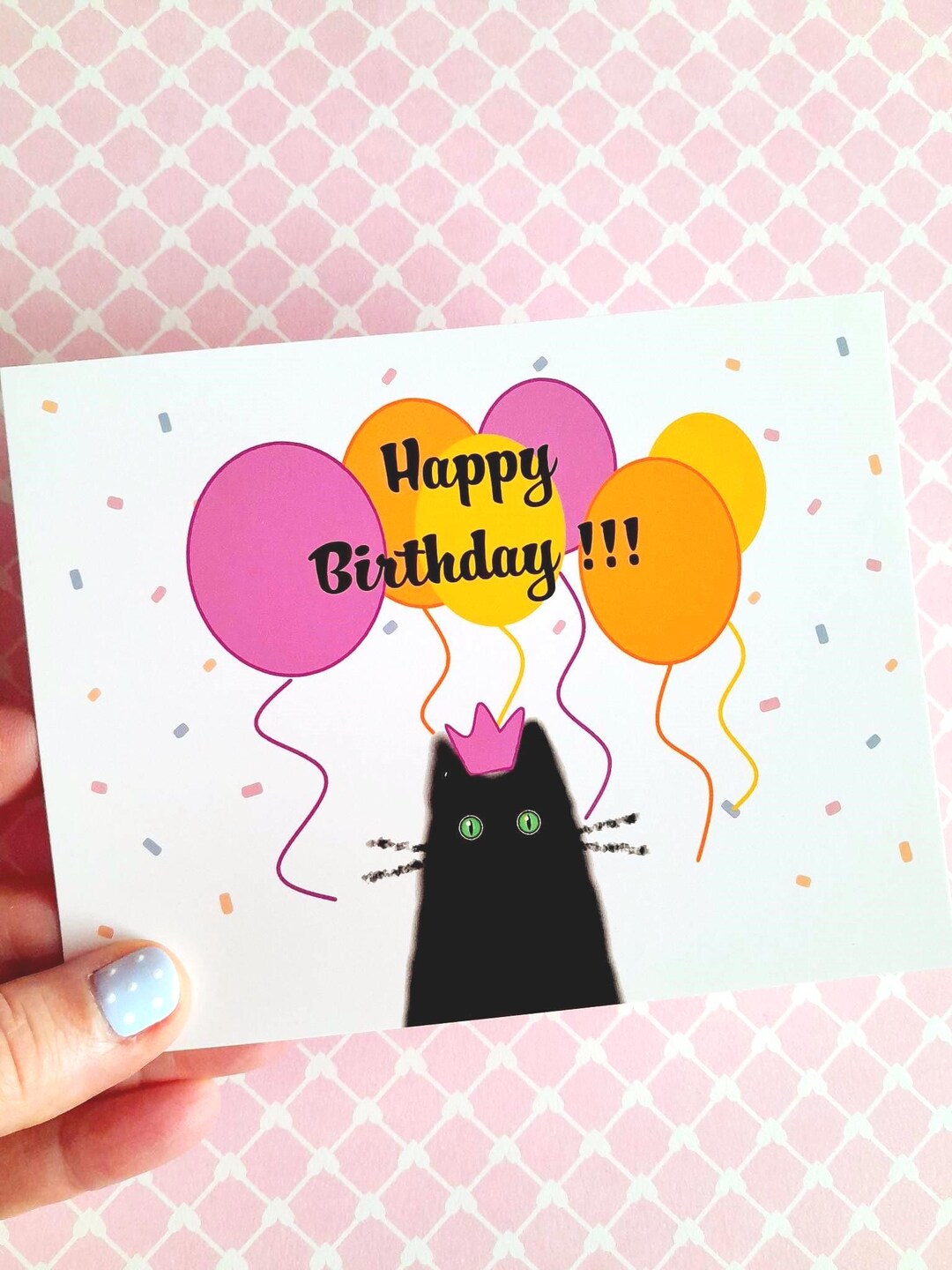 Cute Cat Birthday Card, Birthday Card for Cat Lovers, for Children ...