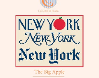 La Grande Mela - Caratteri classici di New York - Schema per ricamo a punto croce di New York City da scaricare digitalmente - Schema per punto croce - Tela fai da te