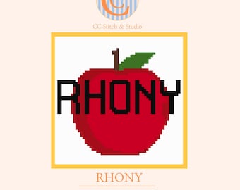 RHONY Apple Needlepoint Chart – Real Housewives Cross Stitch Pattern (Digital Download) - 13 Mesh