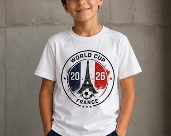 WM Frankreich 2026 Kinder-T-Shirt | Eiffelturm Fussball Abzeichen