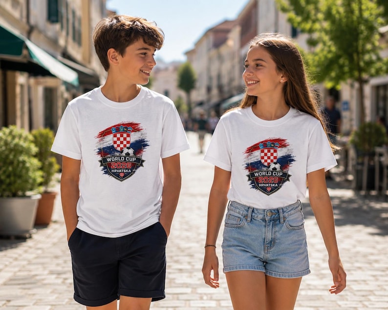 Croatia Crest World Cup 2026 Kids Tee | Hrvatska Soccer Jersey Shirt image 1