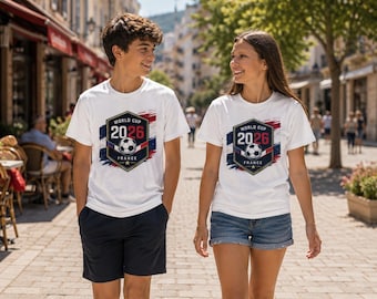 2026 World Cup France Soccer Crest Kids Tee | Soccer Ball, Tricolor Brushstroke