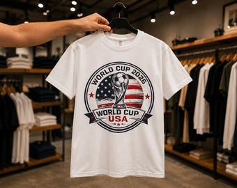 World Cup 2026 Trophy Soccer T-Shirt | USA Flag Badge