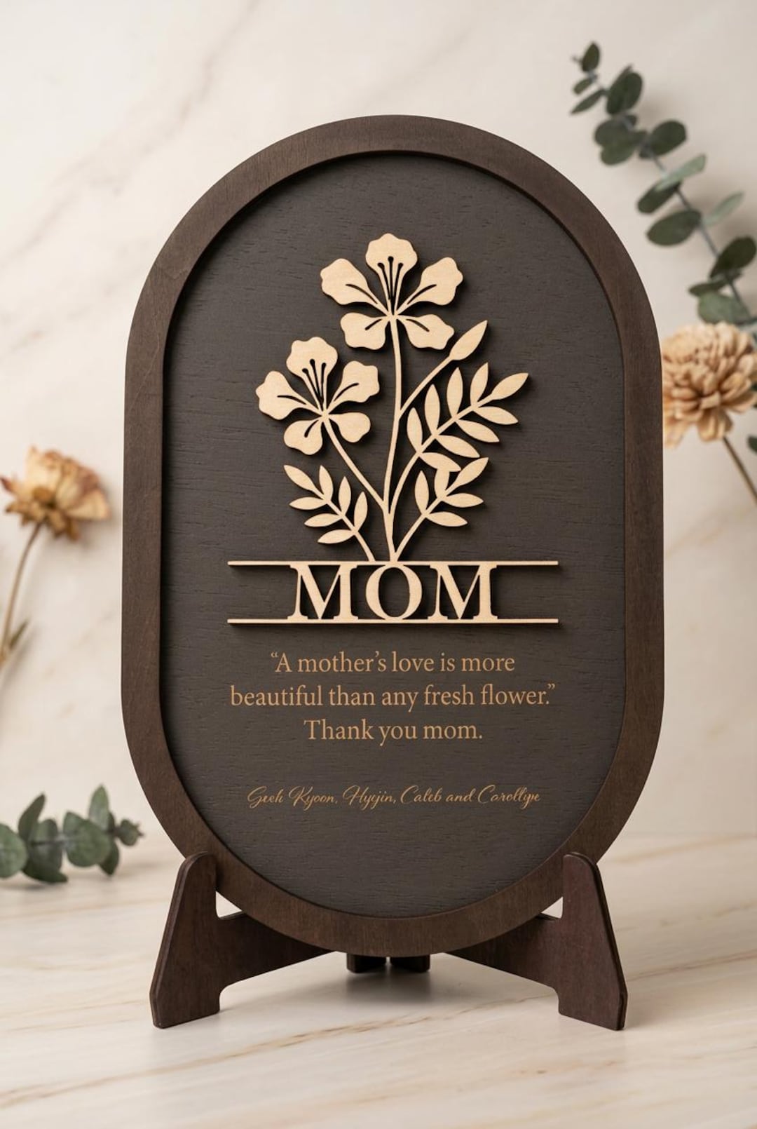 Perfect Mother’s Day Gift. Personalized Floral Mom Sign. Laser Engraved ...