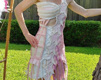 Recycle Wedding Dress - TP and Tape - Pink and White - Sparkle Stars