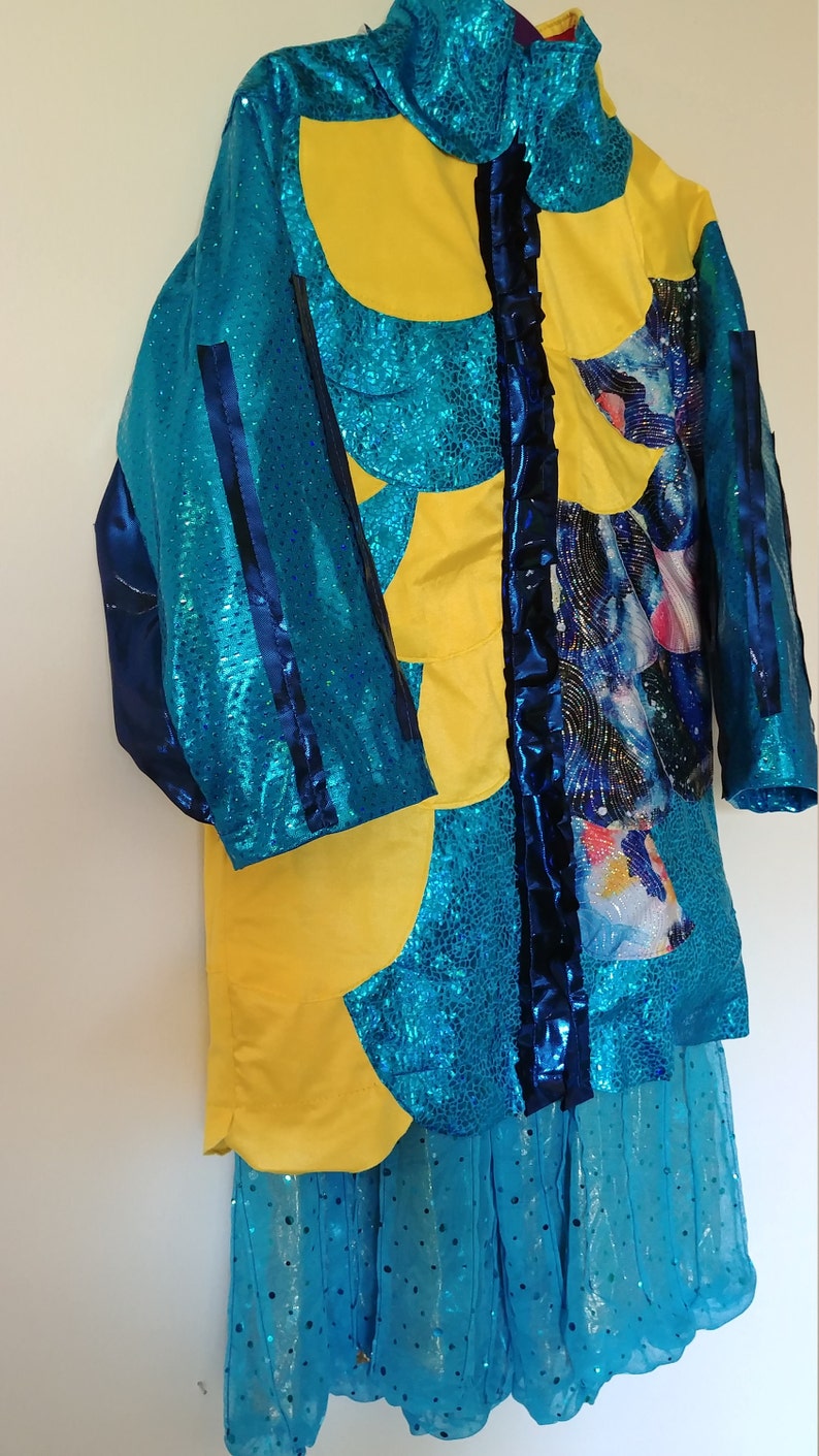Unisex Size Small Two YELLOW Turquoise Clown Fish TWIN Fish COSTUMES Jackets and Pants
