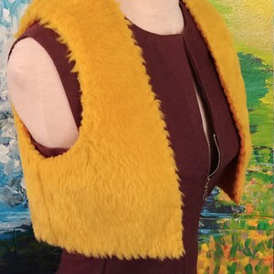 FAUX FUR VEST - Golden Fur and Fleece - Embroidered Edges - Size X-Small