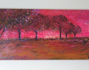 Pink Sunset - Original Artwork - Large Acrylic Painting