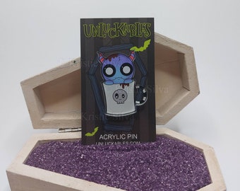 Pick Me Up Acrylic Pin Monster 1.75" Creature Voodoo Doll Unluckables