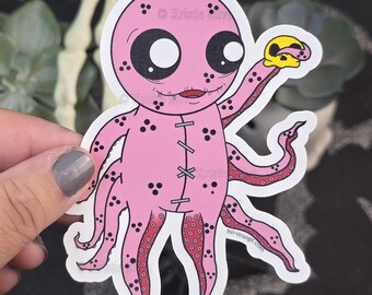 Unlucktapus Sticker: Monster Art Die Cut Sticker