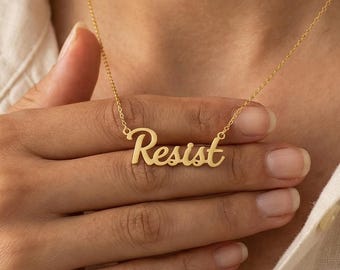 Gold Resist Necklace, Fuck Ice Necklace, Anti Ice Rally, Pro Immigration, Resist Fascism, Anti Nationalism, Anti Trump, Save Democracy
