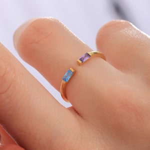 Double Baguette Birthstone Ring, Birthstone Jewelry, Personalized Ring, Personalized Jewelry, Gifts for Mom, Handmade Anniversary Gifts